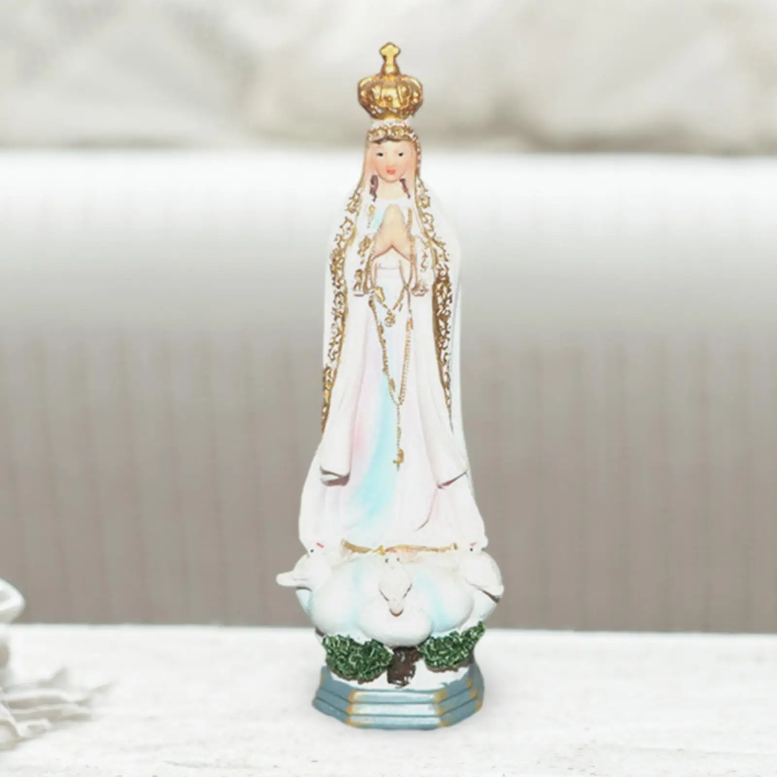 Mother Mary Figurine Holy Statue Ornament for Bedroom Tabletop Living Room
