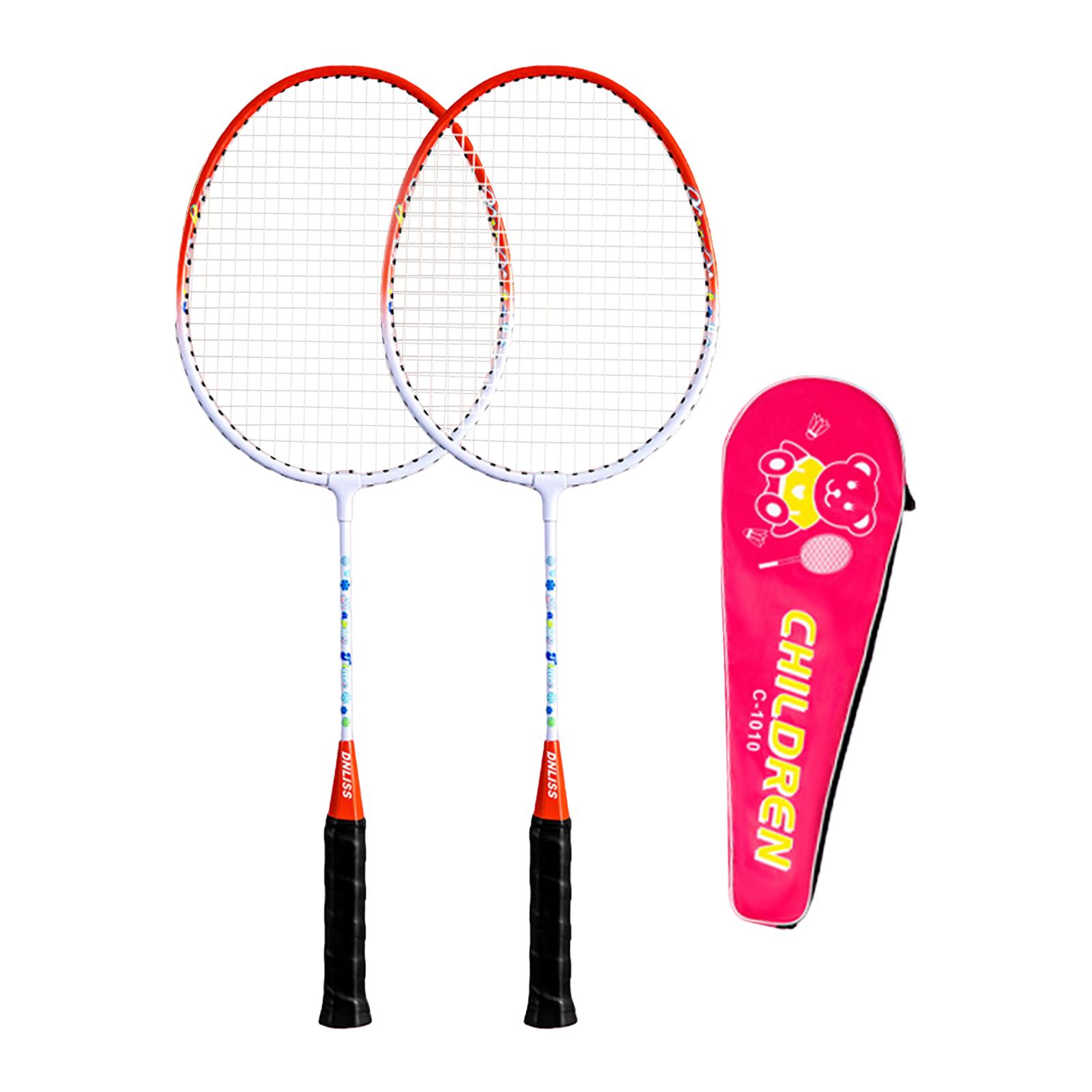 2Pcs Badminton Rackets Set with Cover Bag Beginners Portable for Kids Double Racquets for Game Tennis Backyard Outdoor Training