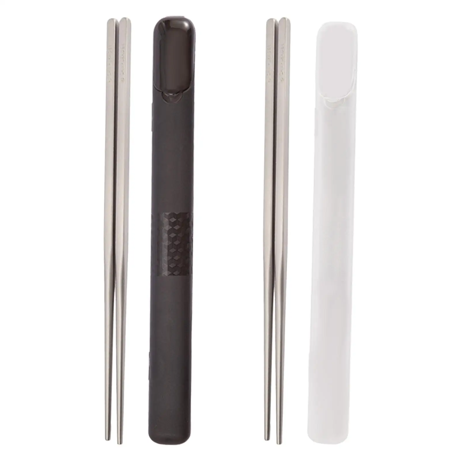 Titanium Chopsticks Solid Square Handle Chopsticks with Storage Case Metal
