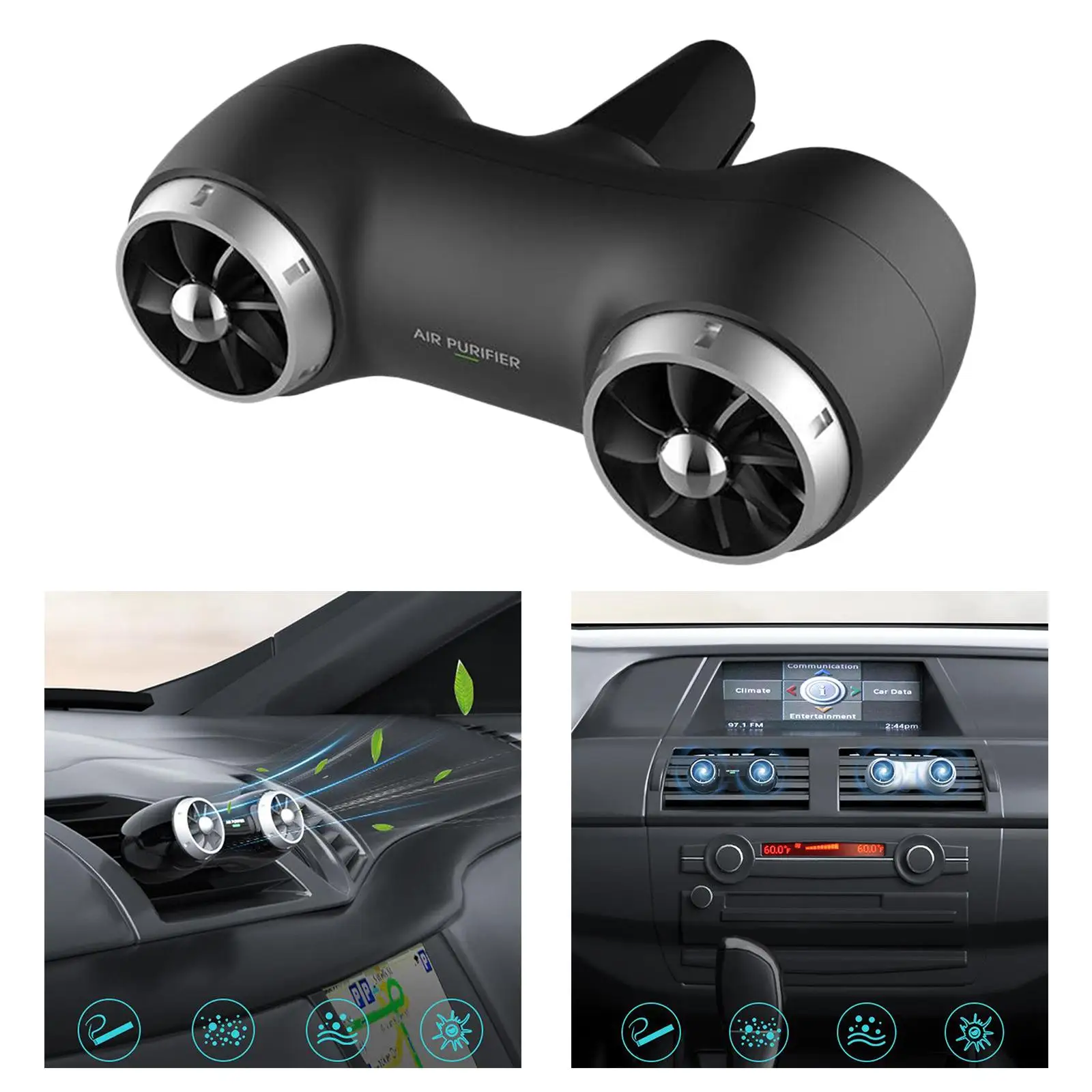 USB Charging Car Air Purifier, Portable Vehicles Ionizer Air Cleaner for Automobile, Small Room, Negative ion Air Purification