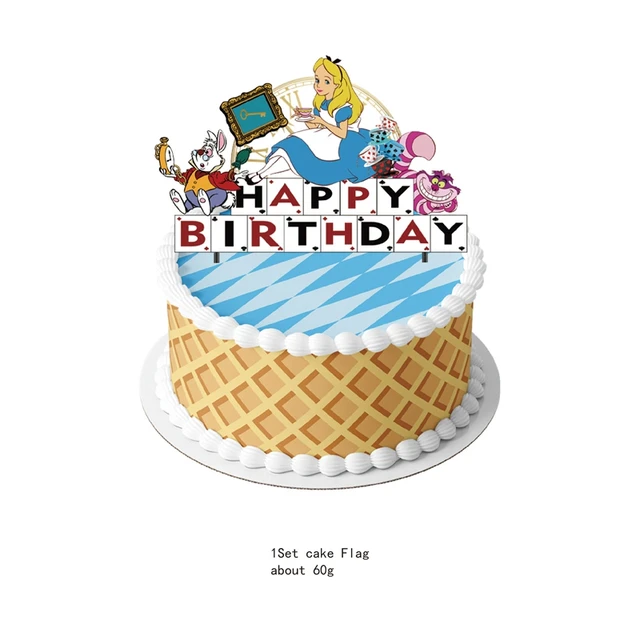 Alice in Wonderland Acrylic Cake Topper Party Decor Baby Shower DIY  Birthday Cupcake Decoration Girl Wedding