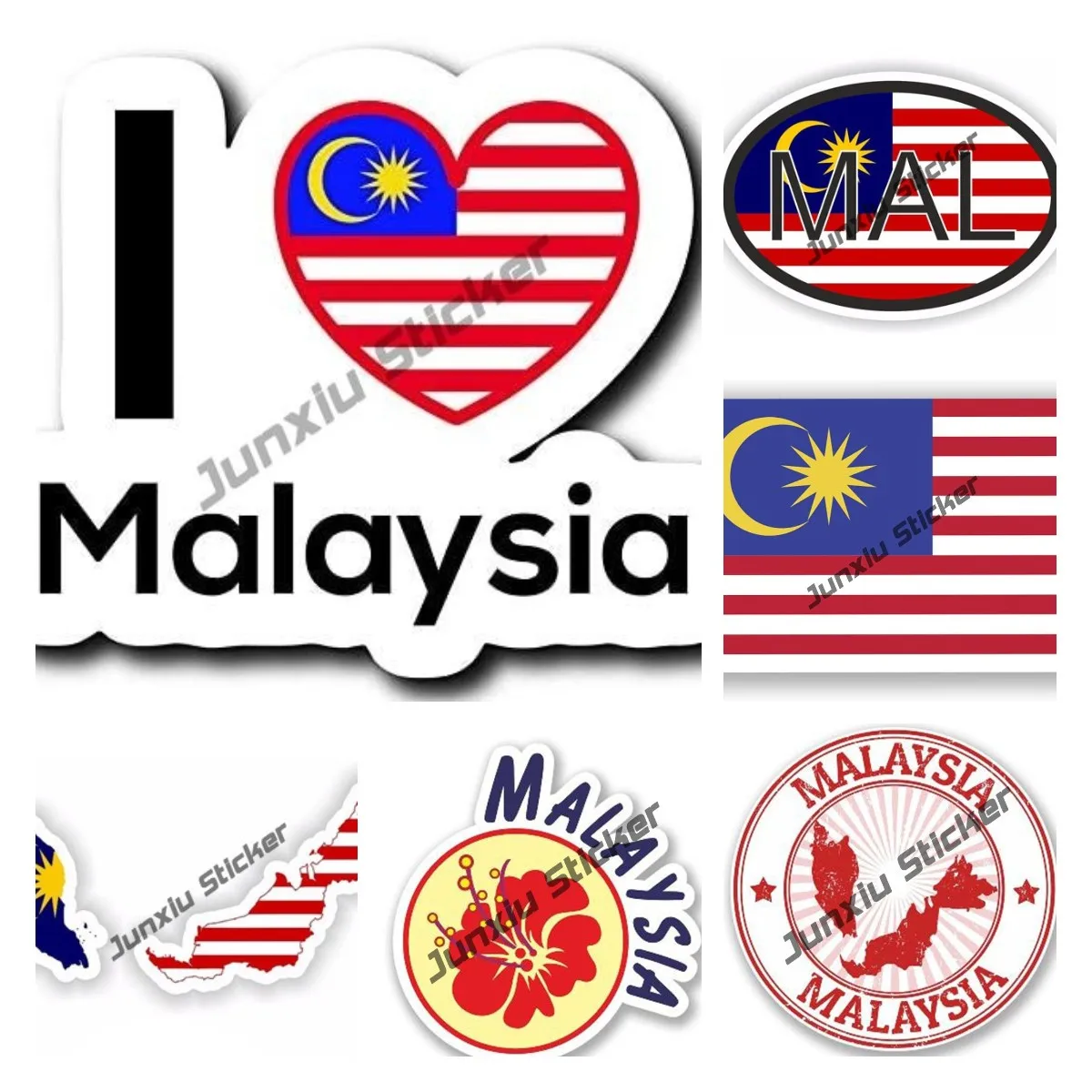 Malaysia Map Flag Sketch Car Bumper Sticker Decal 5'' x 3'' 