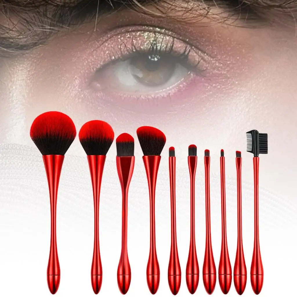 10 Pcs Makeup Brushes Soft Synthetic Beauty Tool Kit for Powder Eyebrow Neck