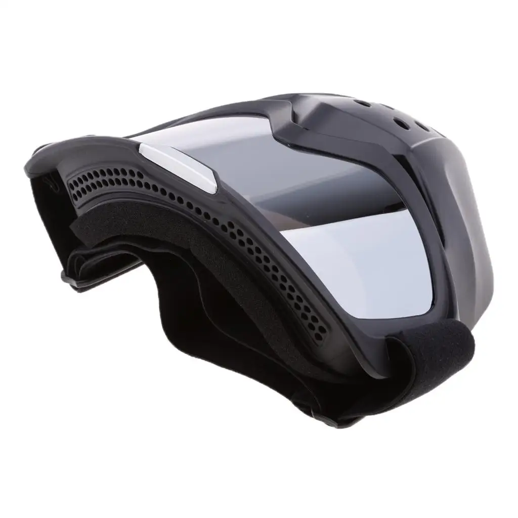 Adult Motorcycle Dirt Bike Street Bike ATV&UTV Cruiser Adventure Touring Snowmobile Detachable Goggles Mask Sillver