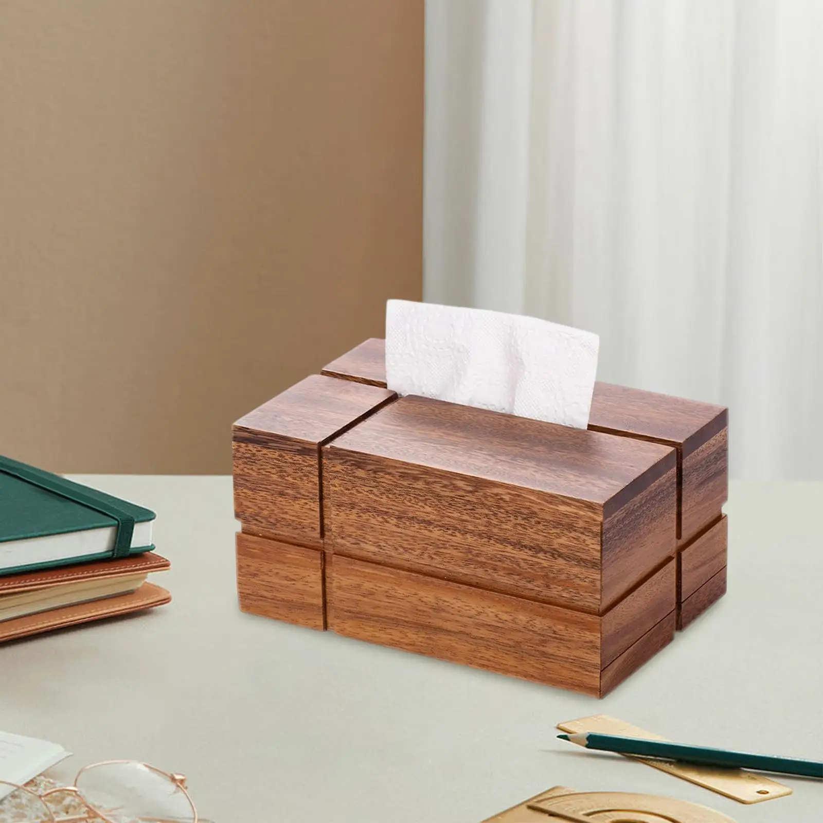 Home Solid Wood Tissue Box Crafts Durable Tissue Holder for Home Hotel Desks