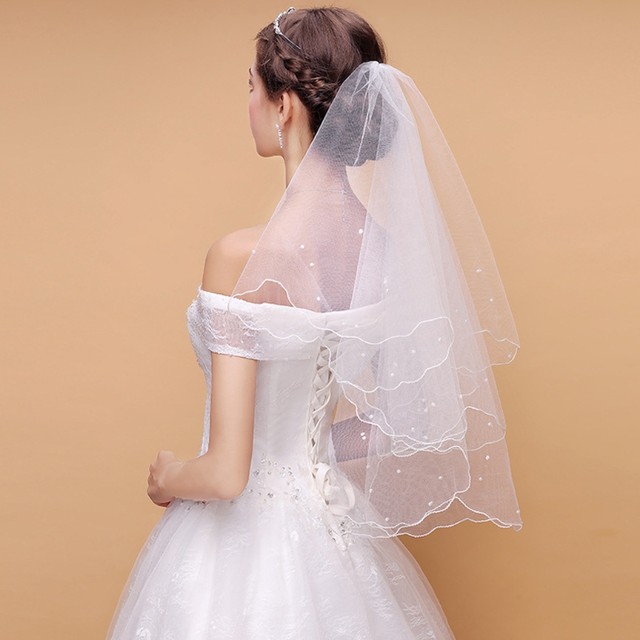 Mini Tulle Veil with Pearl Beading