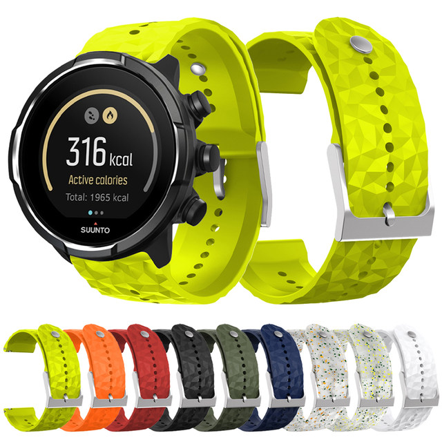 Bracelet Silicone Remplacement Pour Suunto 9/7/D5/Spartan - 24mm - Boucle Métal - 180-220mm