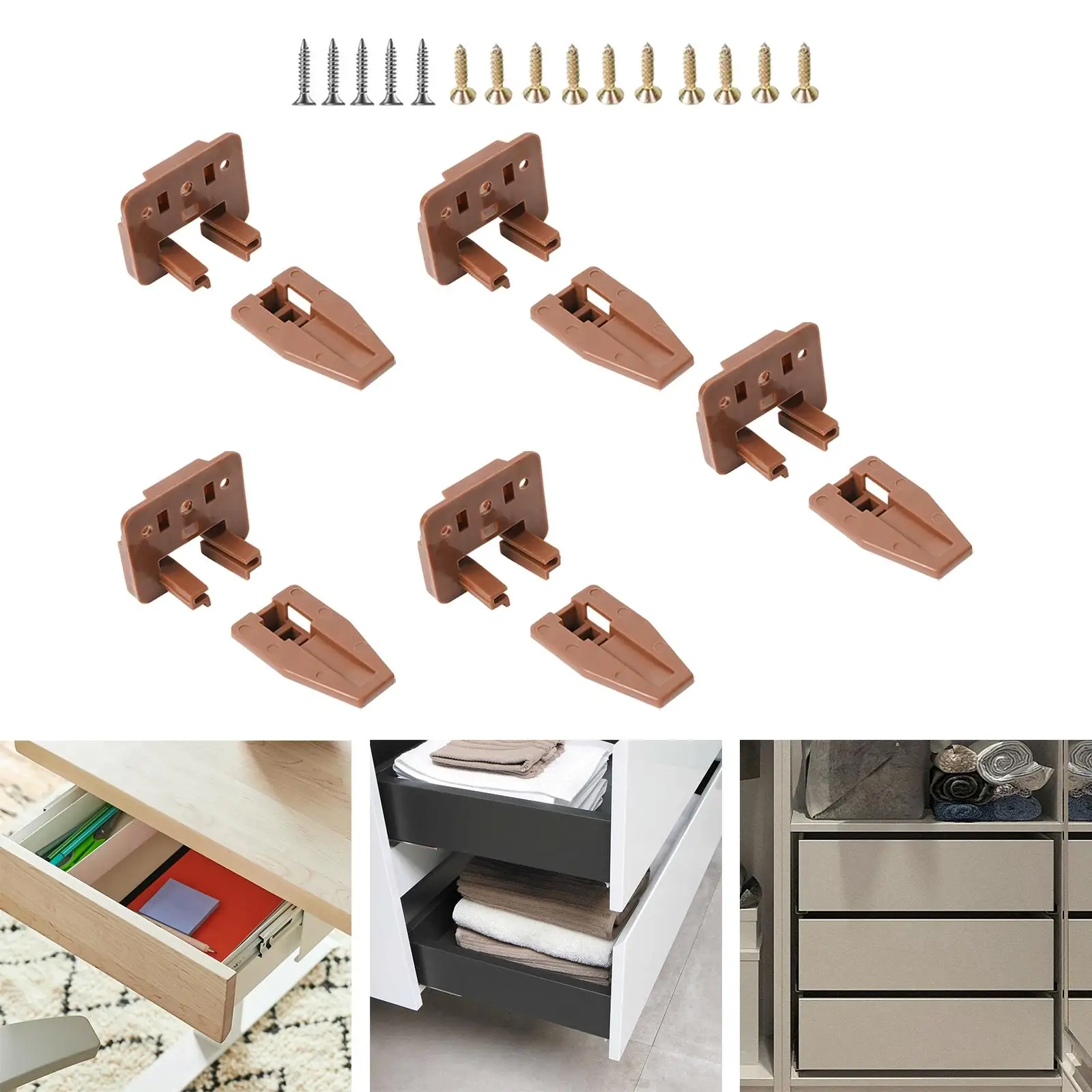 5x Drawer Track Guide and Glides Drawer Replacement Part Drawer Installation Accessories for Dressers Center Mount Drawer