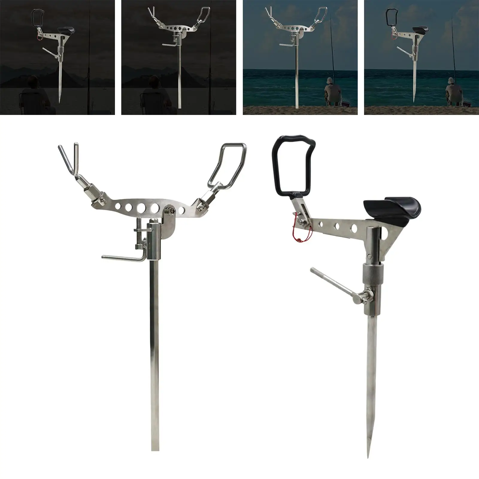 Fishing Pole Rod Stand Ground Support Fodable Stainless Steel Adjustable