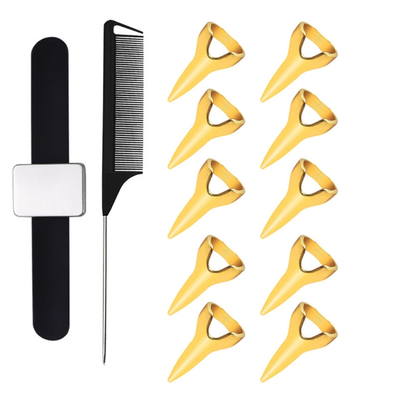 Description Picture 4 of item12 Pcs Hair Selecting Tools Metal Parting Ring Hair Sectioning Comb For Hair Braiding Weaving Curling Styling Extension