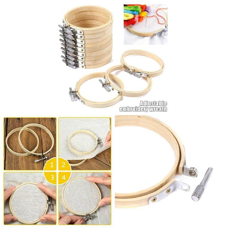 10 Stück DIY Kreuz stich Stickerei Kreis verstellbare Bambus Creole nring Unterstützung – Detail 2