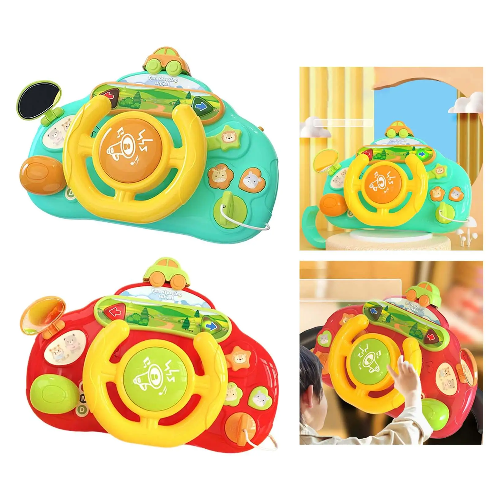 Steering Wheel Toy Vocal Toys Car Driving Toy Roll Steering Wheel for Games