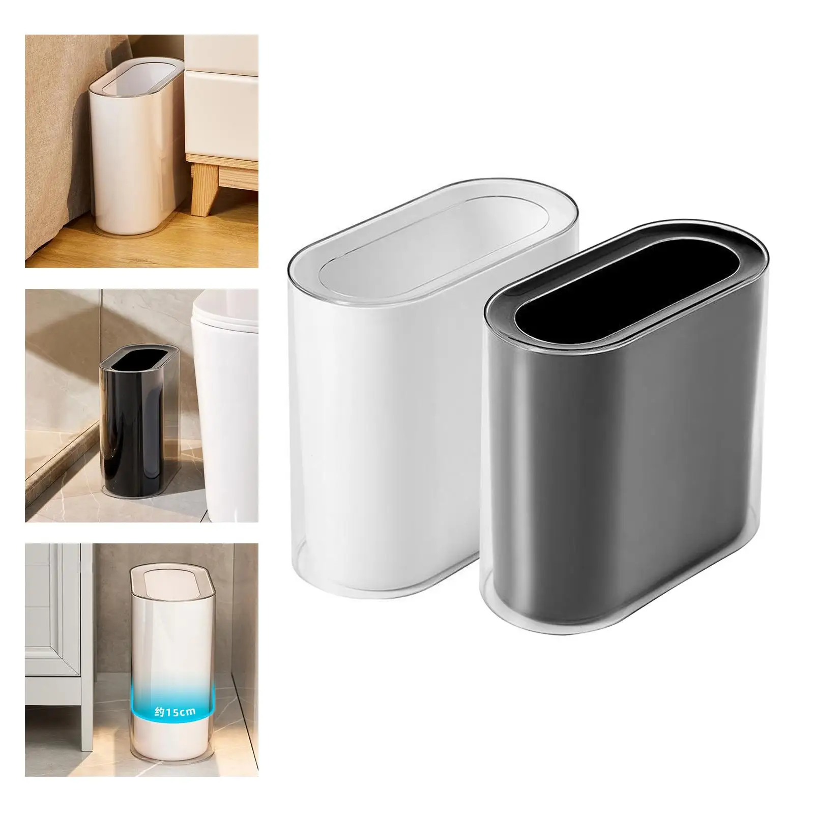 Compact Small Office Garbage Can Waste Bin Wastebasket Practical Rectangle Narrow Garbage Trash for Office Living Room Kitchen