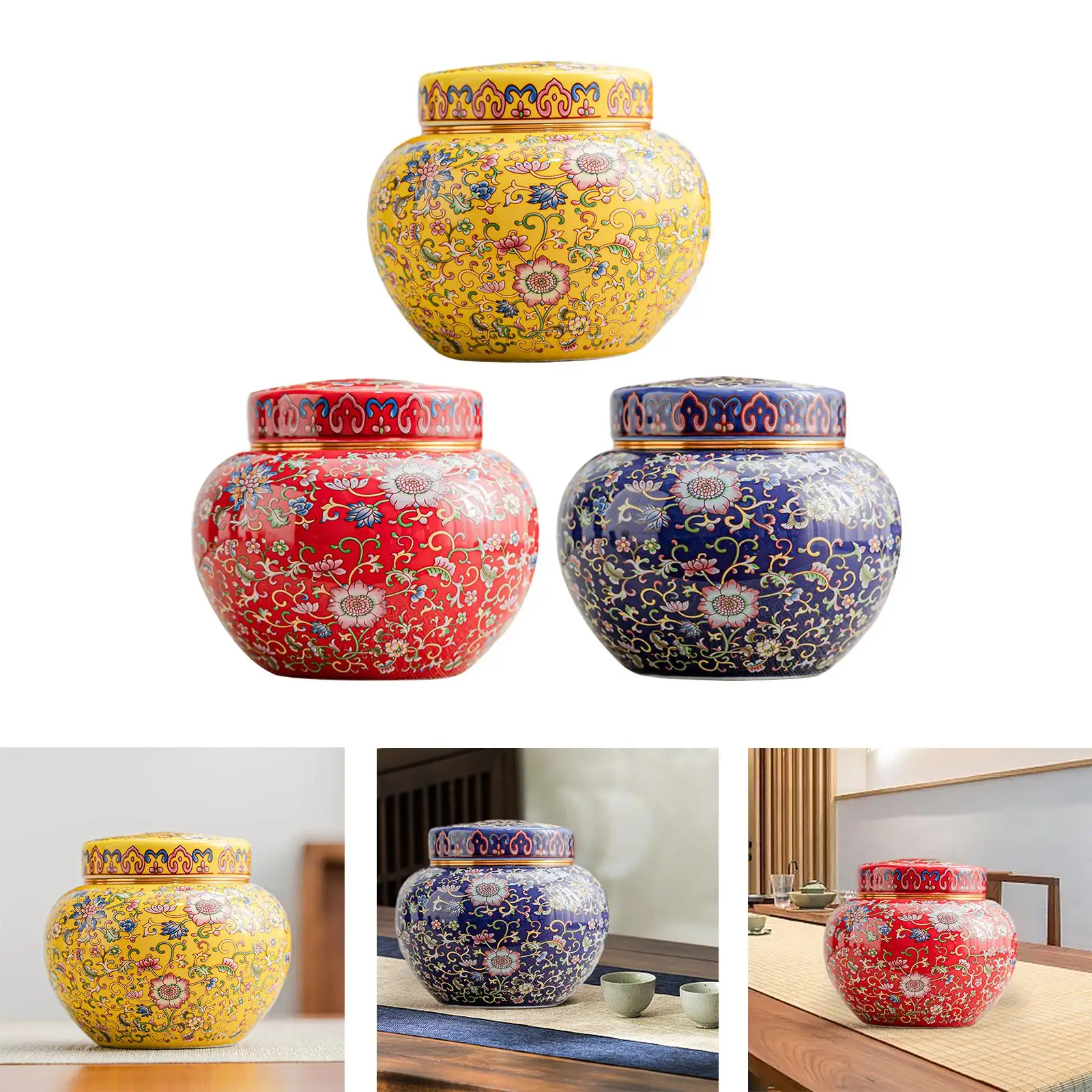Glass Vase with Lid Craft Decoration Floral Temple Jar for Party Office