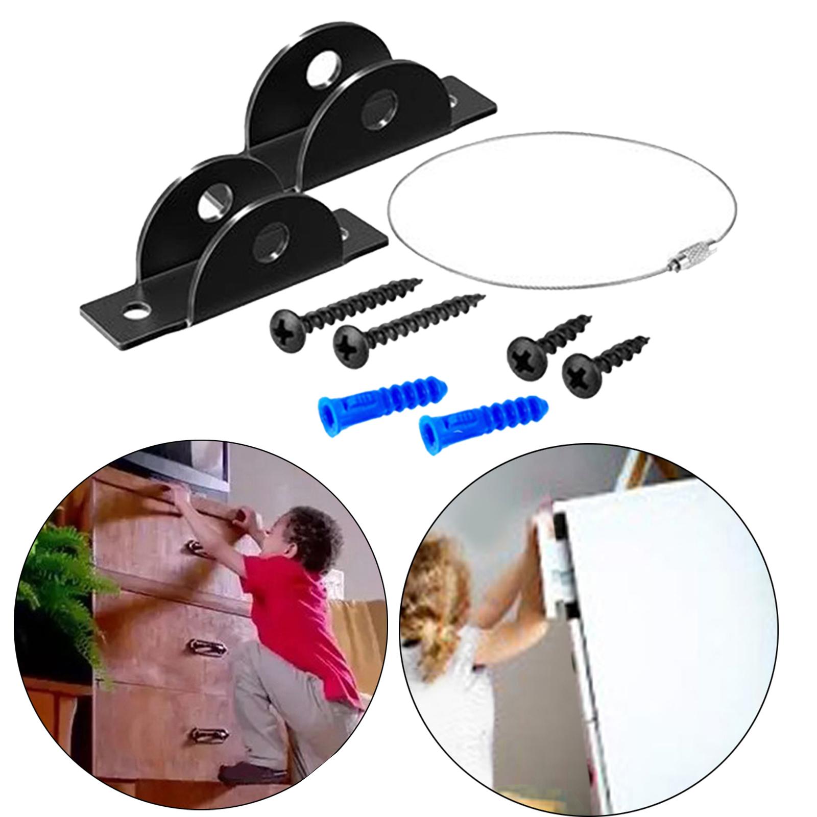 Furniture Anchors Kit Safety Anti Tip Furniture Straps Set Adjustable Secure Cabinet Wall Straps Resistant for Child