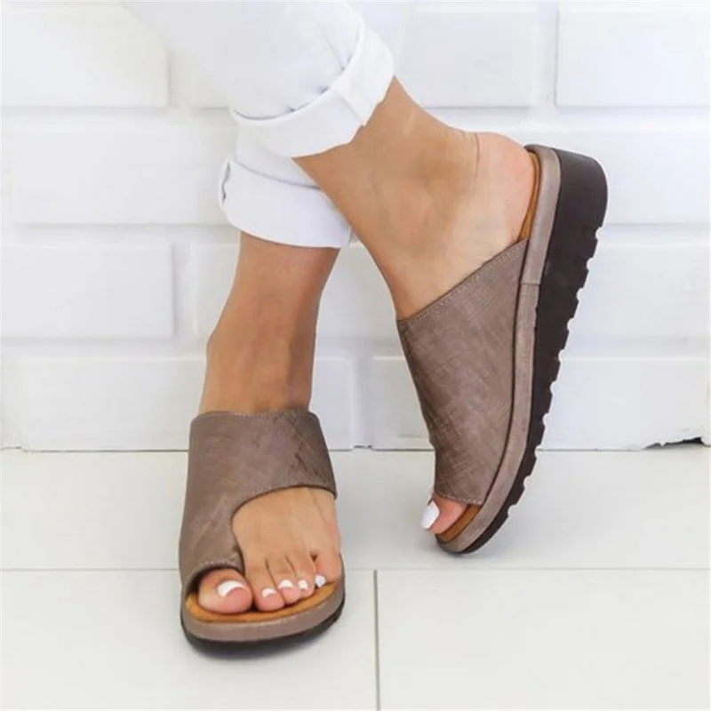 New Women Slippers Flat Sole Casual Soft Big Toe Foot  Sandal Women Shoes Comfy Platform Orthopedic