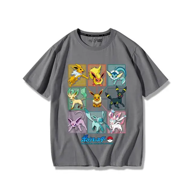Mighty Fine Pokémon Eevee Evolutions Women's Gray V-Neck Graphic T