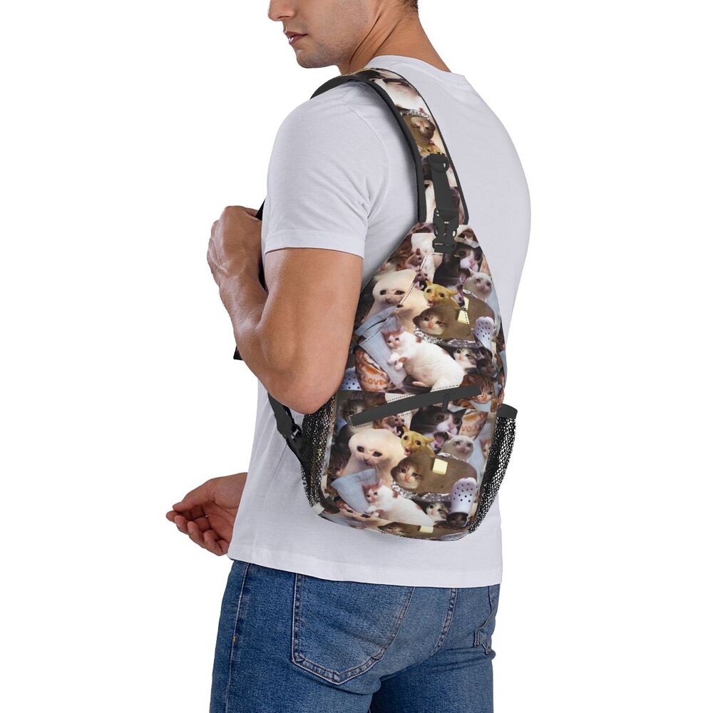 Crying Cat Sling, Bolsa de Ombro Animal Pet para Homens