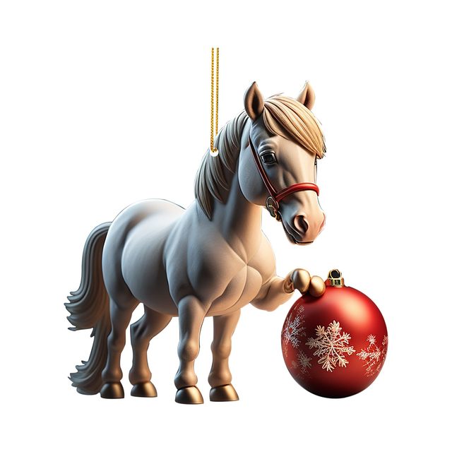 Mortilo 2D Christmas Cute Cartoon Horse Stepping On Christmas Acrylic  Ornaments Christmas Tree Ornaments Cute Cartoon Christmas Horse Ornaments  Christmas White Elephant Gift 1PC room decor A 