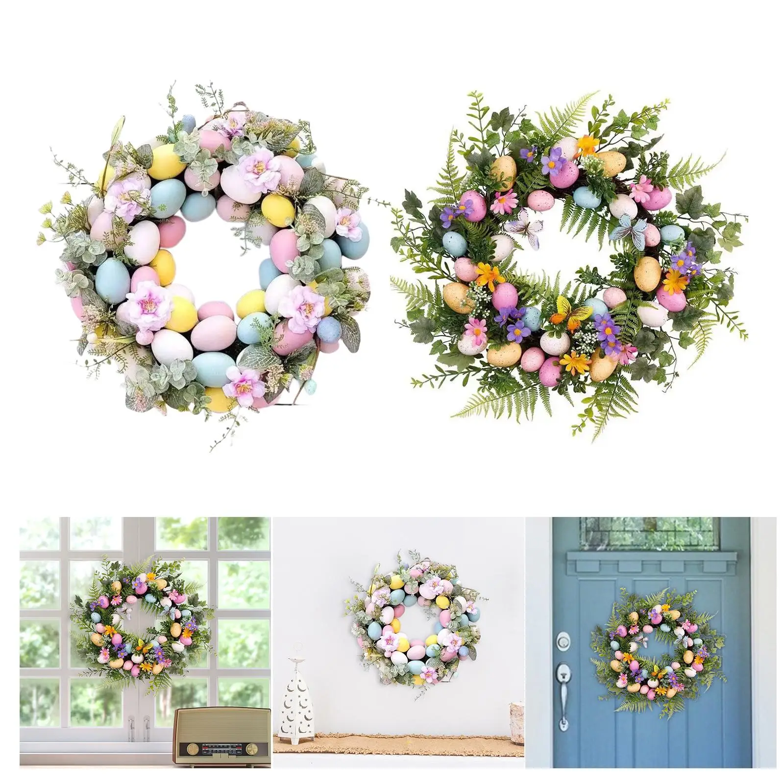 Artificial Easter Wreath Easter Decorations Ornament 45cm for Party Outside