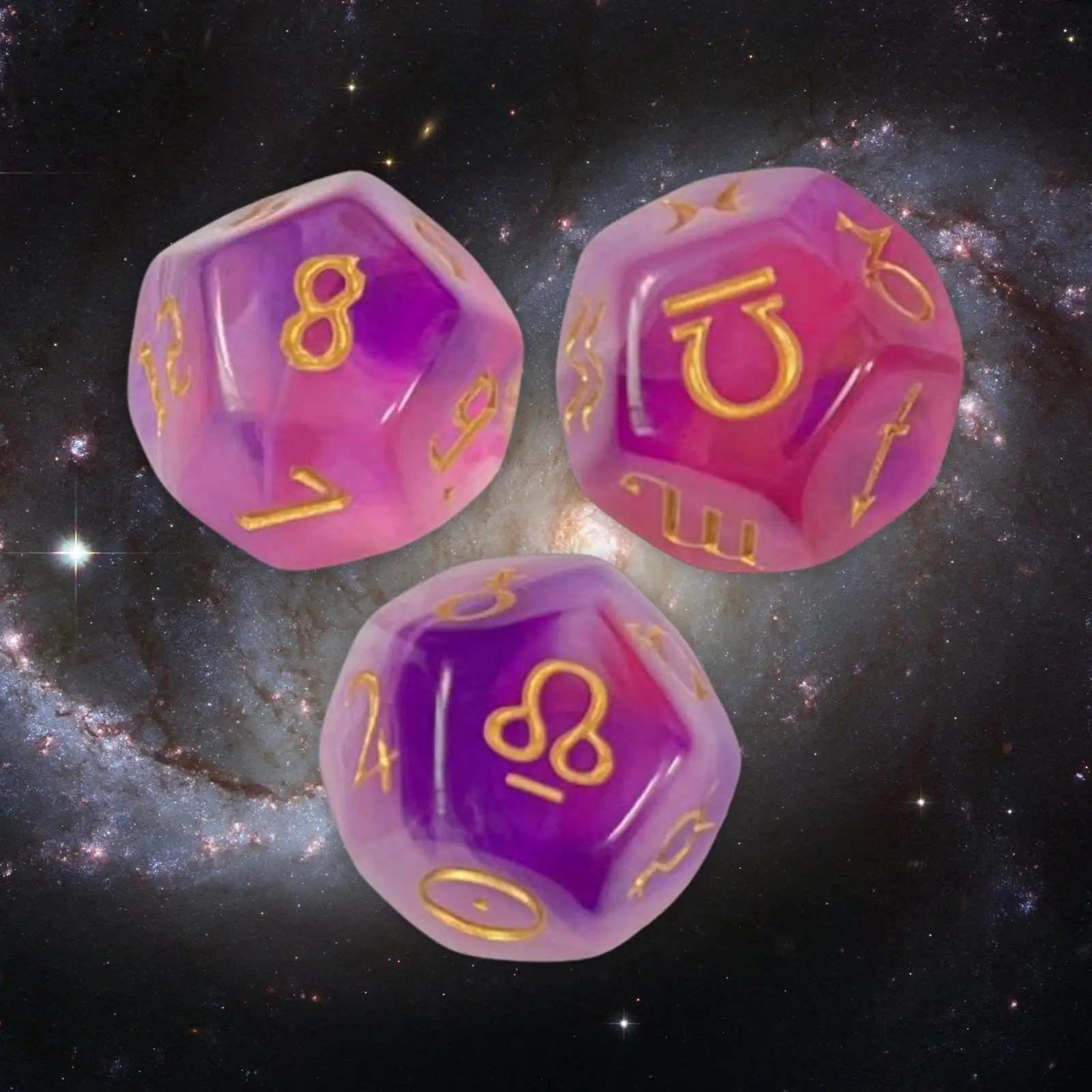 3 Pieces Astrology Divination Dice Zodiac Astrology Planets Dice Set for Constellation Toy Role Playing Game Tarot Divination