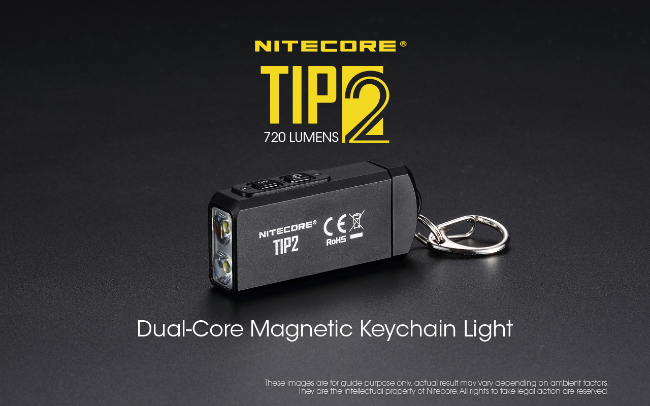 Nitecore-TIP2 Chaveiro Lanterna, Mini Luz, Dual-Core, XP-G3,