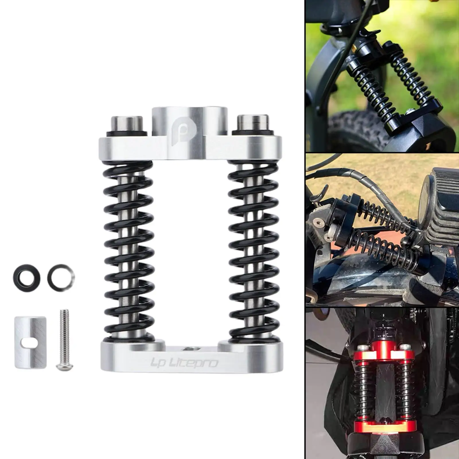 Aluminum Alloy Bicycle Dual Spring Front Shock Absorber Mountain Bike Coil Absorbing Shocking Parts for Birdy2/Birdy