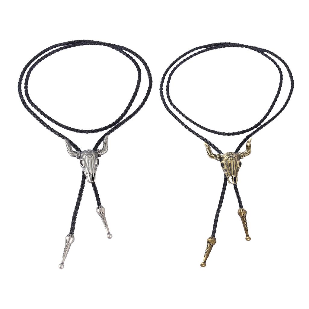 Western Cowboy Bolo Tie Buffalo Steer Alloy Cow Pendant  Jewelry