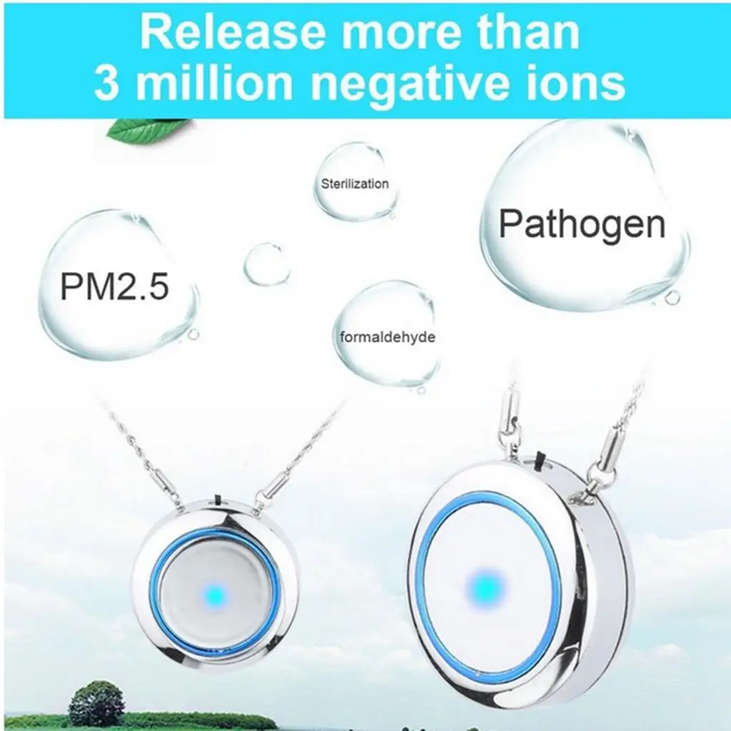Personal Necklace Air Purifier Mini  Generator Ionic Remover