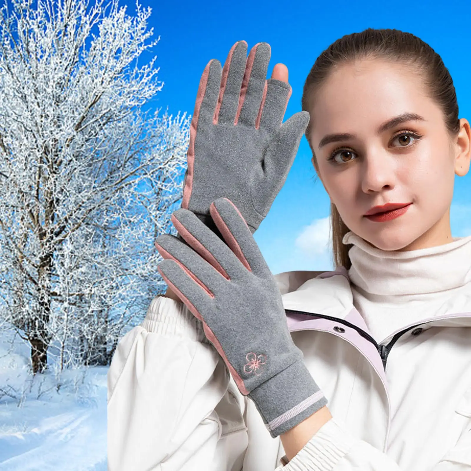 Windproof Winter Gloves Fishing Forefinger Clamshell Touch Screen Glove