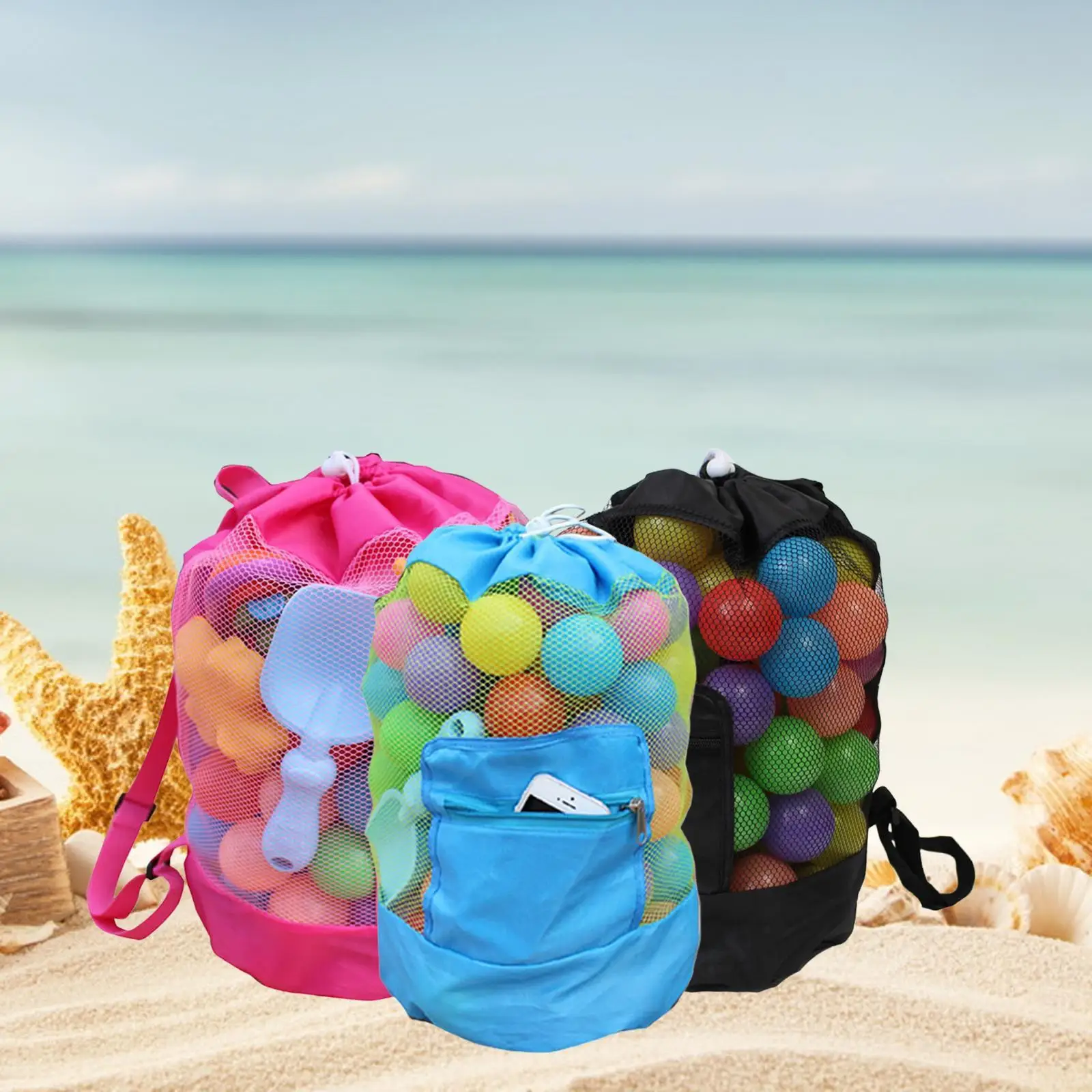 Kids Beach Bag Storage Pouch Tote Travel Toy Organizer Quick Dry Sea Shell Bags for Vacation Swimming Household Holiday Devices