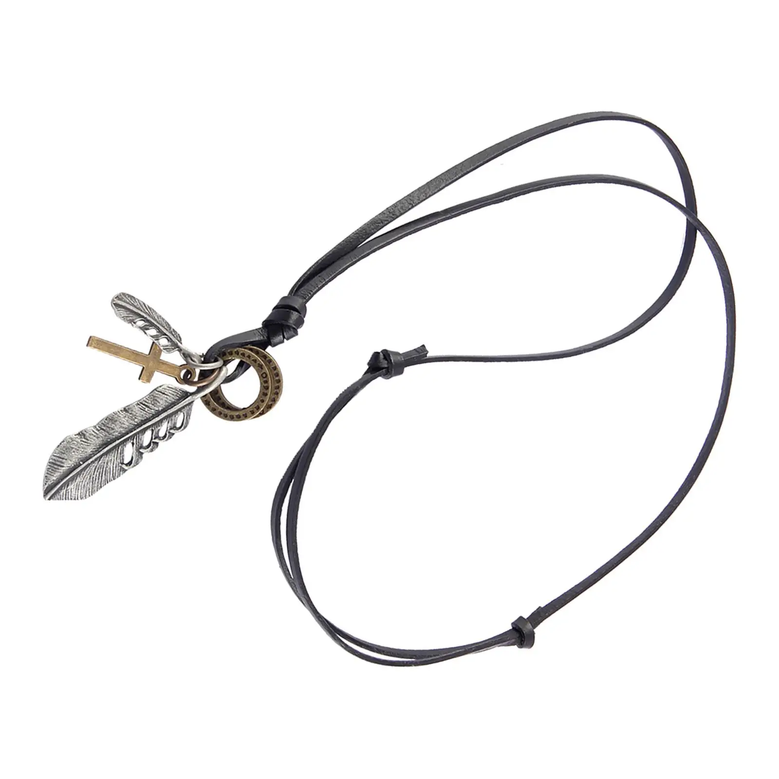 Simple Necklace Jewelry Hip Hop PU Leather Cord Adjustable Trendy Bola Tie for Daily Work