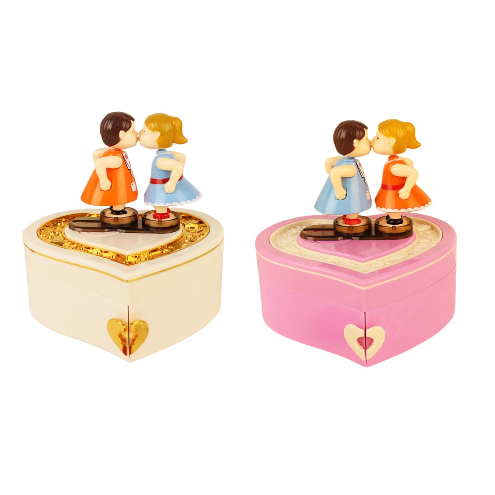 Kissing Couple Doll Music Box Romantic for Artware Ornament Holiady Gifts