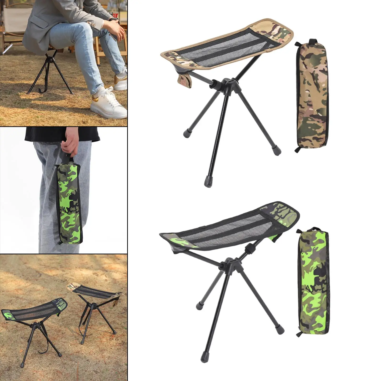 Collapsible Footstool with Carry Bag Folding Chair Seat Stool recliner Foot Rest for Fishing BBQ Travel Camping Picnic