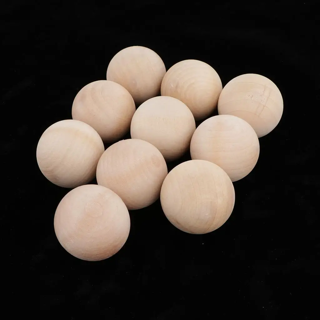 10x Hardwood Balls Solid Natural Beech Wooden Balls Beads Crafts Making 40mm