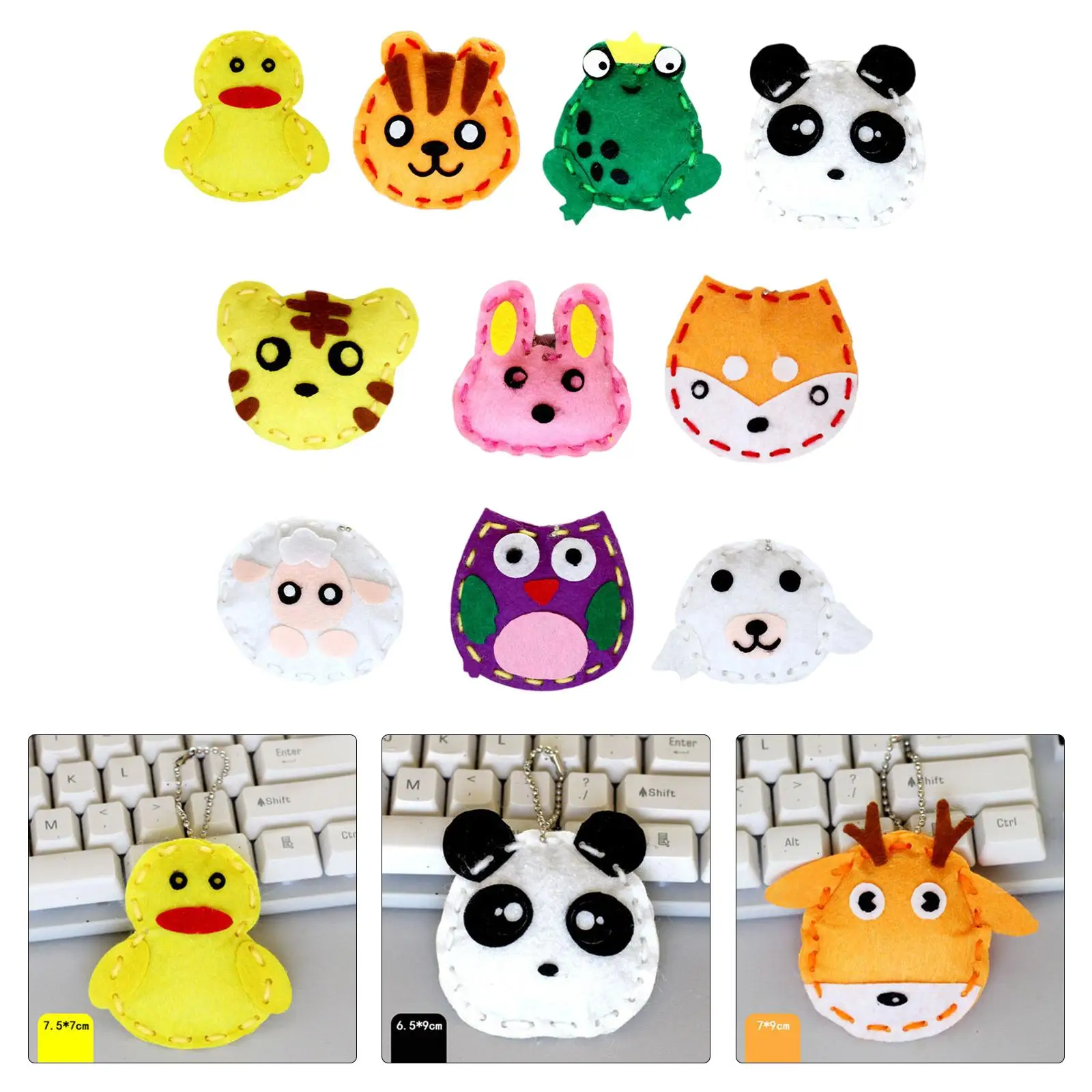 DIY Sewing Kit for Kids Beginners Lovely Animals Style Keychain DIY Girls