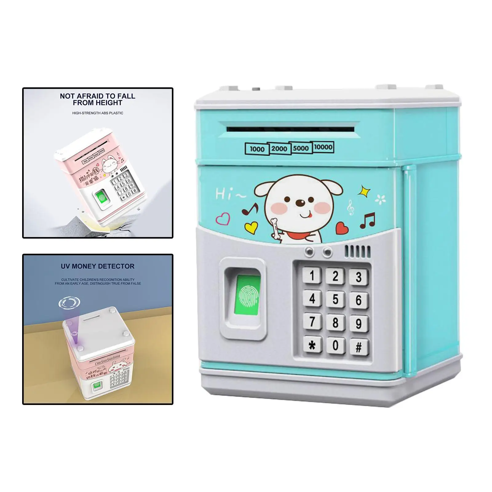 Fingerprint ATM Piggy Money with Music Songs Automatic Roll Money for