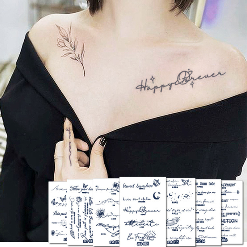 Best of Waterproof Sweatproof Temporary Tattoo Stickers Creative English Letters Long Lasting 15 Days Herbal Juice Tattoo Reviews & Tips