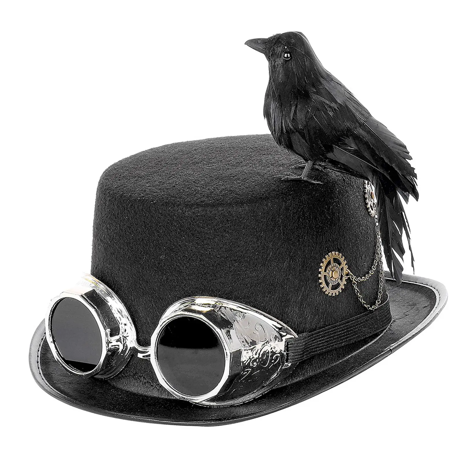 Women Men Steampunk Top Hats Gothic Victorian Black Hat for Cosplay Party