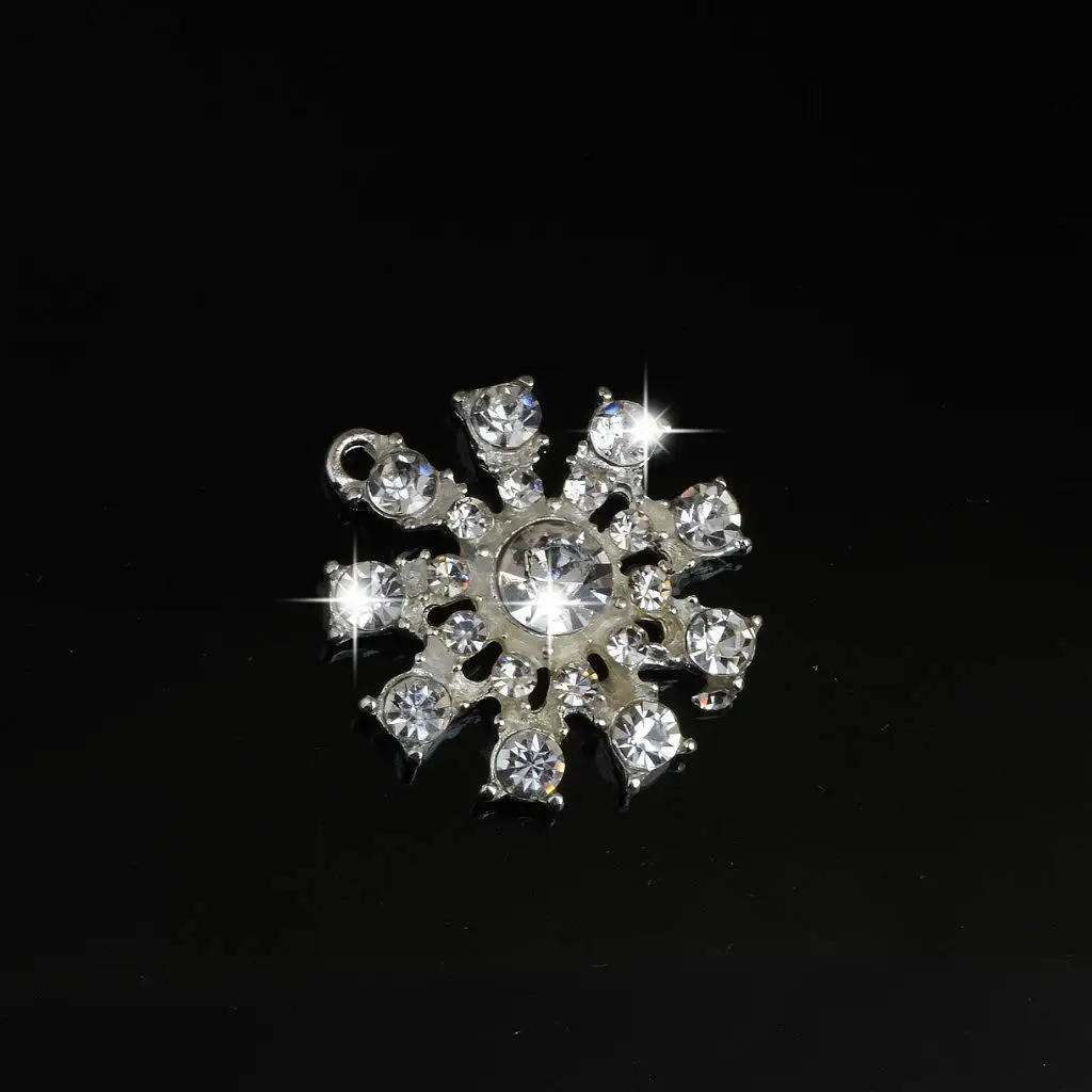 10 Pieces Christmas Crystal Snowflake Charms Pendant Jewelry Making Findings for DIY Craft 26mm