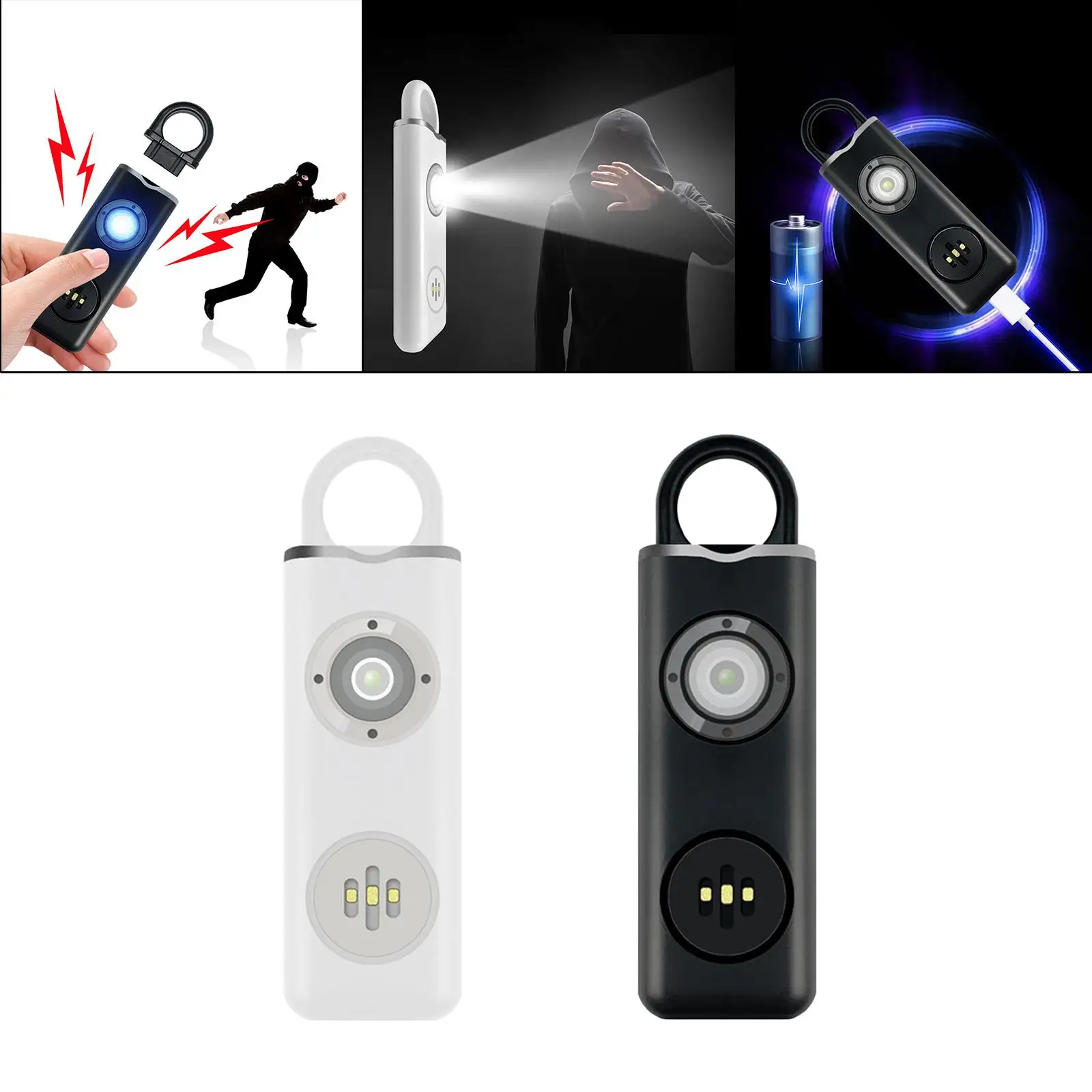 Personal Alarm with LED Lights Sound Safety for Elderly Girls Camping Hiking