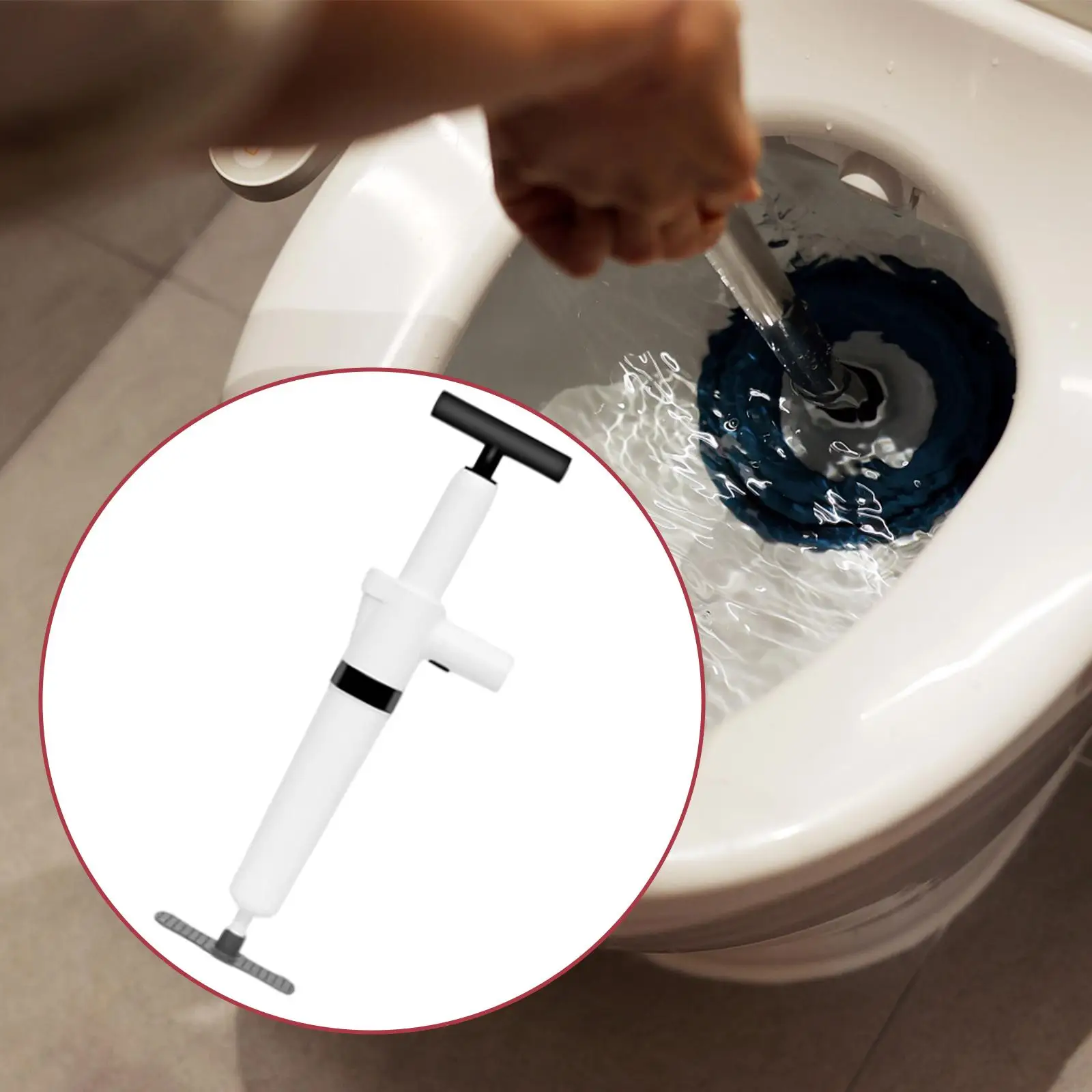 High Pressure Toilet Plunger Air Drain Blaster Kit with Real Time Barometer Clogged Pipe Toilet Unclogger for Kitchen Sink Home