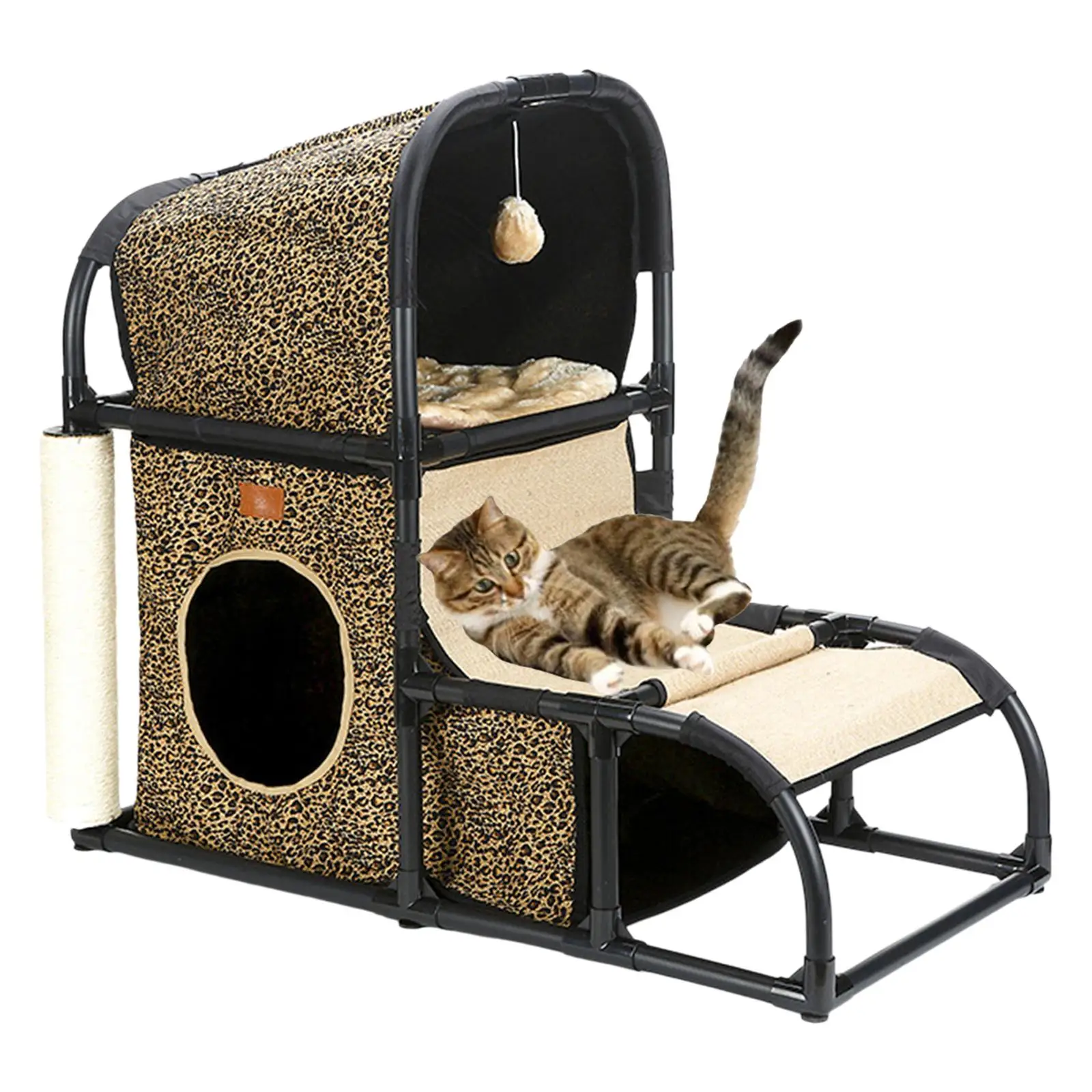 Mult Functional Cat Condo Cat Bed Scratching Toy Climbing Tree with Toys with House for Grind Claws Indoor Cats Kitten