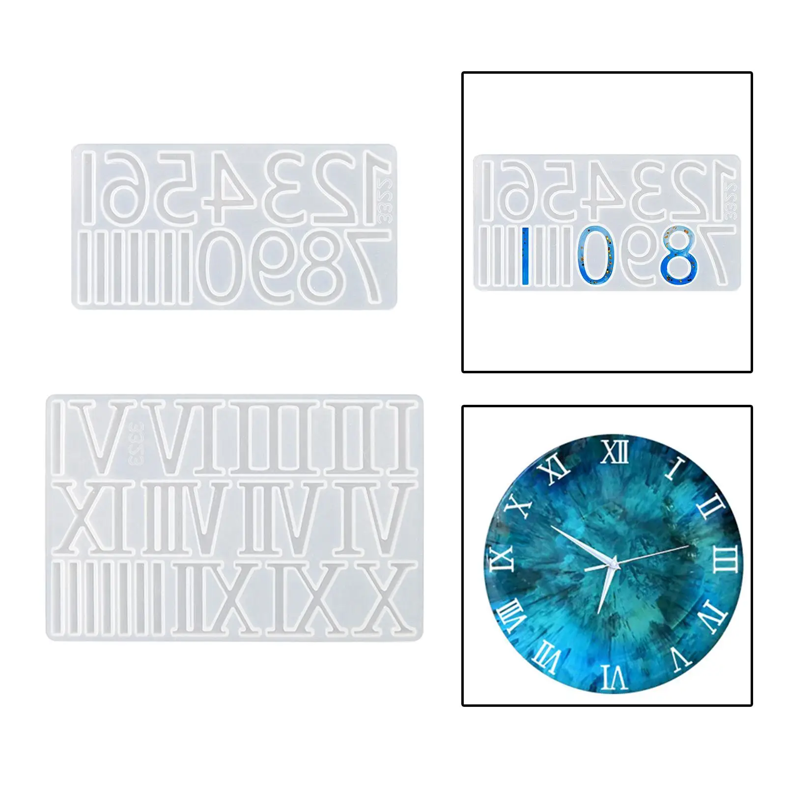 Numerals Mould including Arabic and Roman Numbers for Crafts Home Decoration