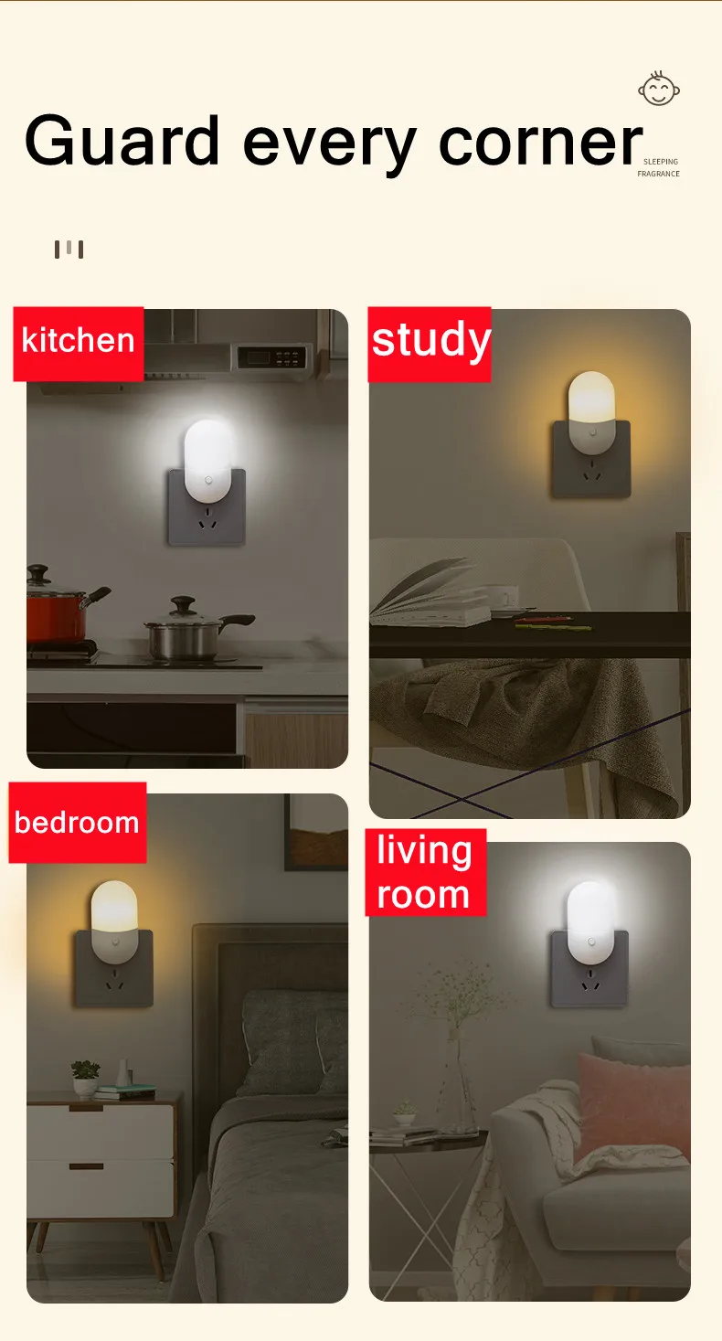 ZQQBYY LED Plug-in Night Light White light warm light Baby Nursing Eye Sleep Light Bedroom Socket Lights Energy Saving Lamp