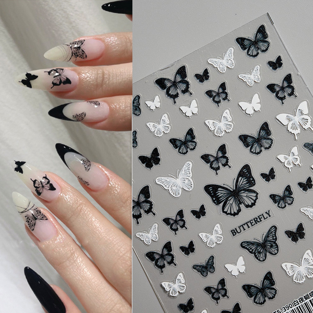 Best of 5D New Craft Butterfly Nail Art Sticker Ultra-thin Slider Decoration Transparent Decals Black / White / Pink Self Adhesive Sticker Reviews & Tips