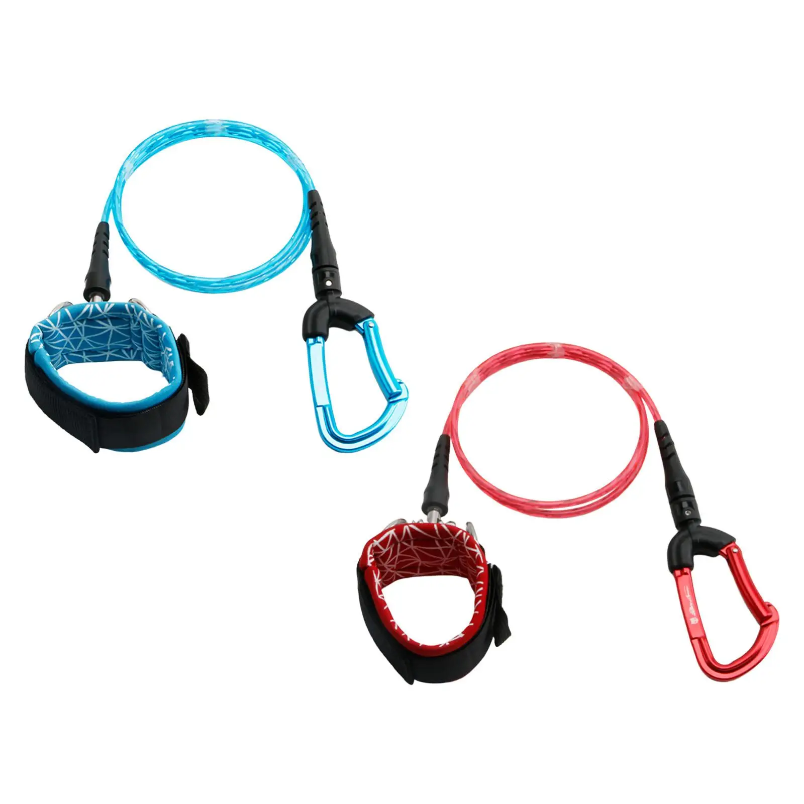 Freediving Lanyard Adjustable Breaking Force 24kN with Dive Wristband for Drift Diving Underwater Sports Freediving
