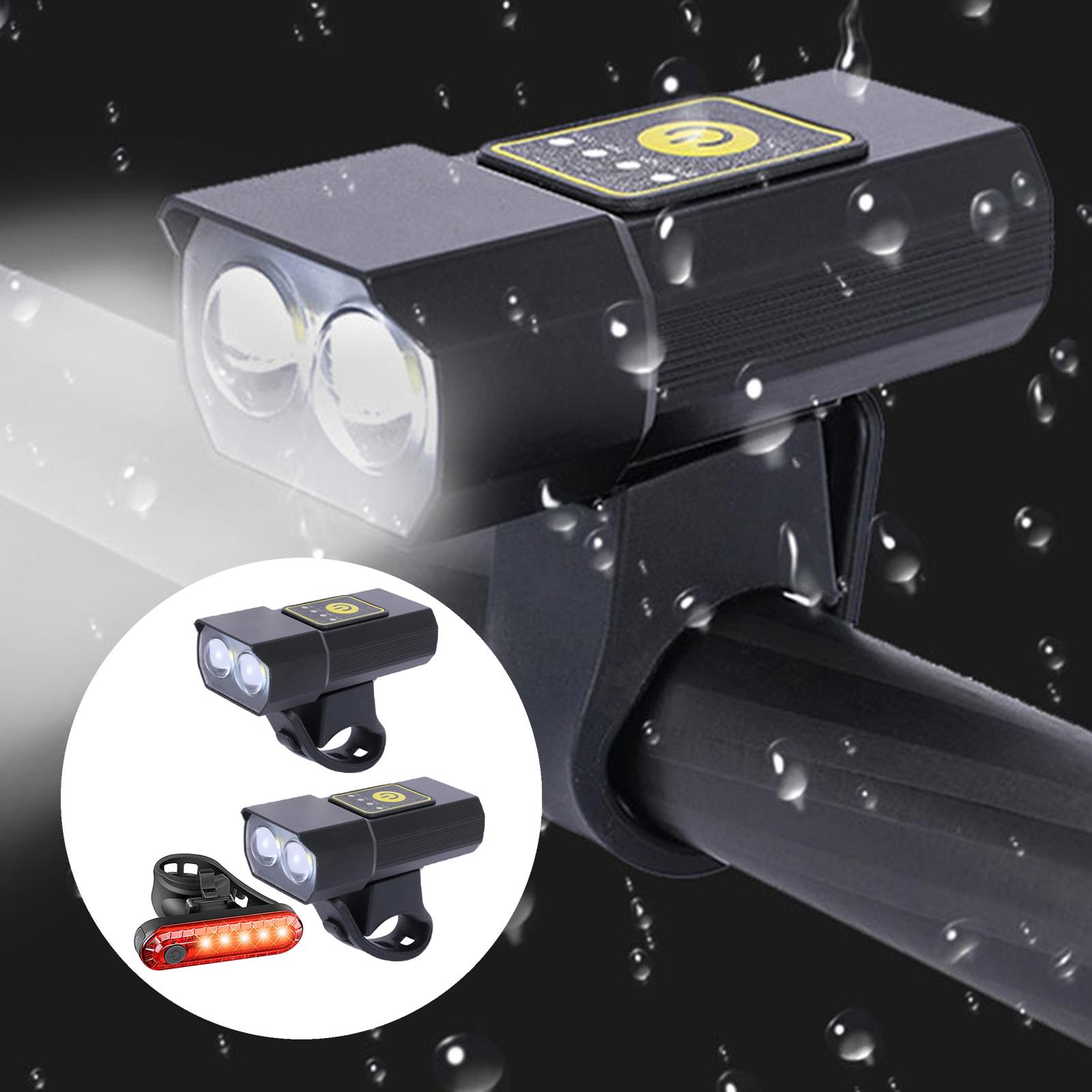 USB Bike Headlight, Waterproof Bicycle Front Light Head Light Rotatable Bracket for MTB Mountain Road Bike Cycling