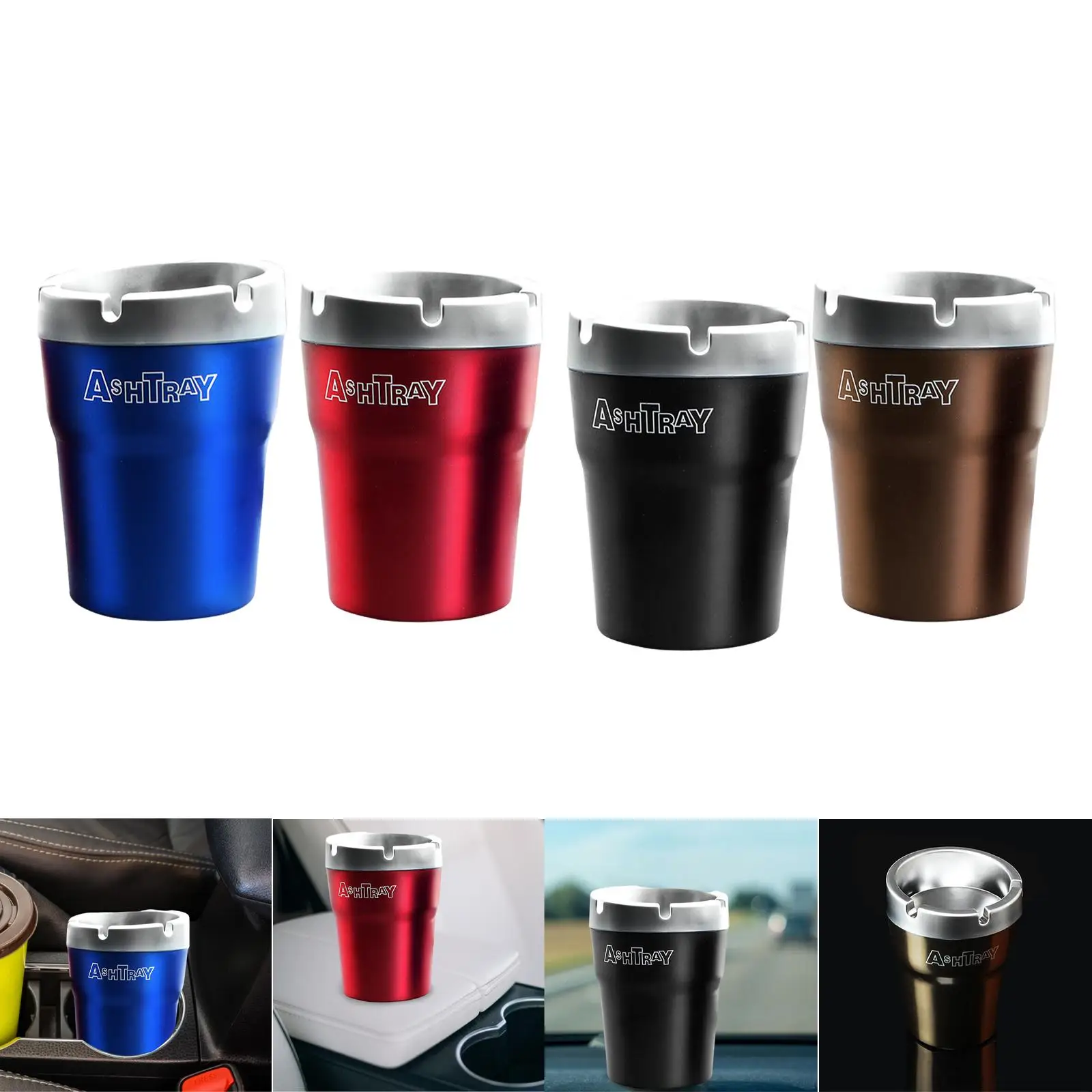 Detachable Car Ashtray Stylish Creative Car Trash Can Cup Holder with Lid Windproof Cigarette Ash Tray for Smoke Home Truck