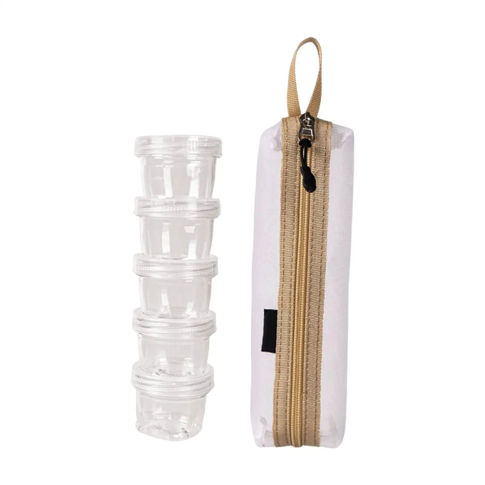 Portable spice bags with 5 spices Jars Seasoning Rack spice with Storage Bag for Picnic